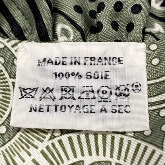 Auth HERMES Twilly - Green White Cream Silk Scarf - Picture 5 of 5